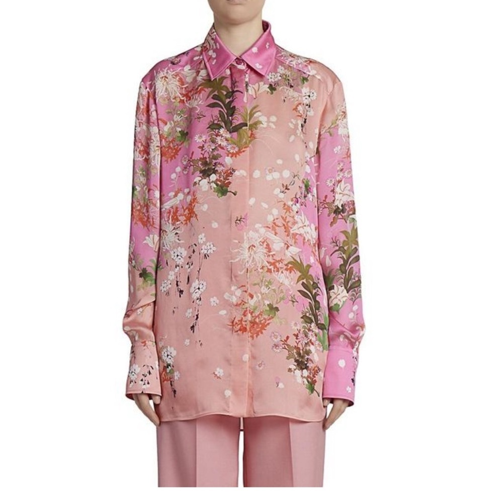 NWT $1680 Givenchy Floral Print Long Sleeve Shirt - Picture 3 of 16